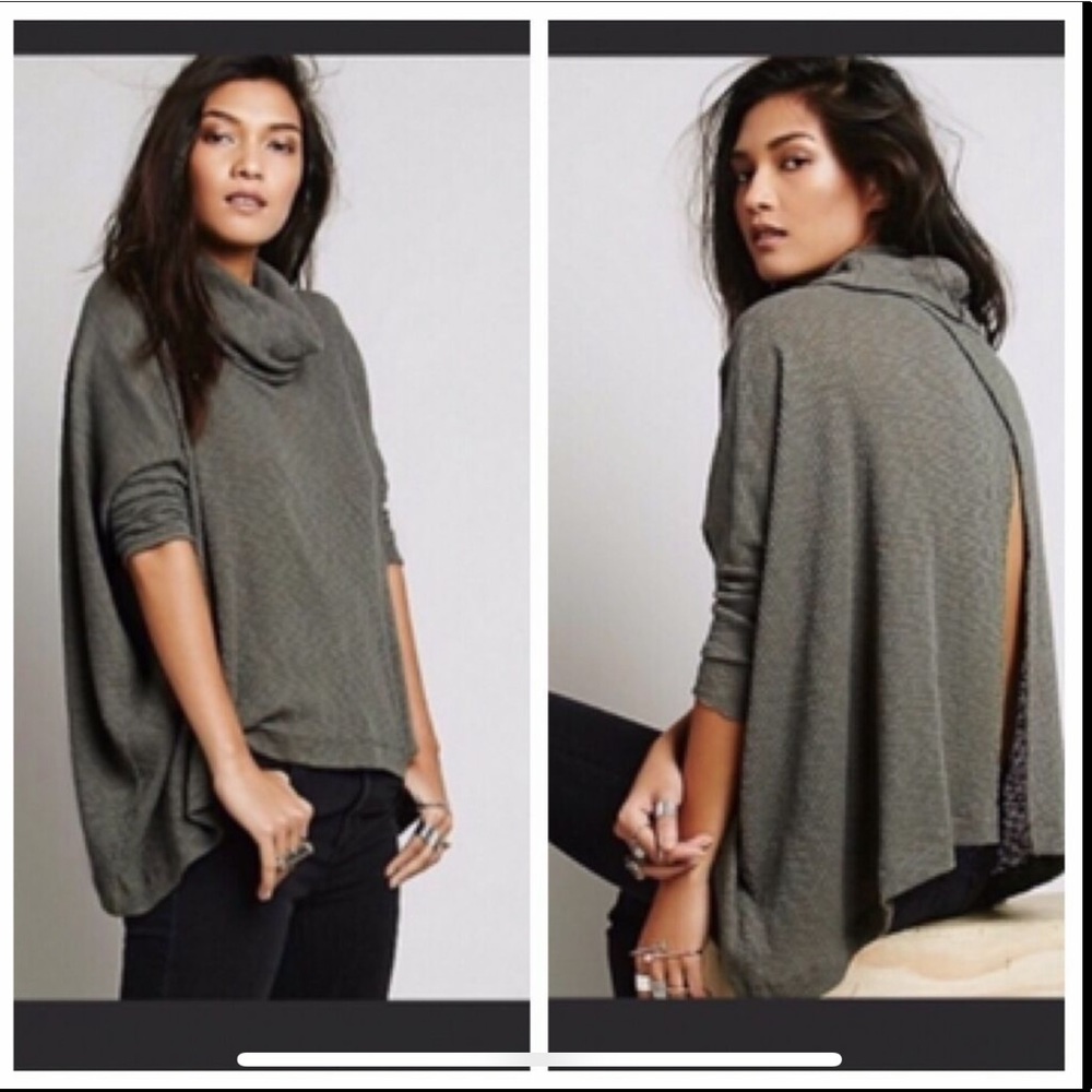 Free People Beach Open-back Cowl Neck Sweater